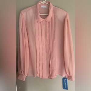 PARIS STATION Pleated Front Blouse in Light PINK
